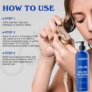 Champú Oalen de Marca Privada <span class=keywords><strong>para</strong></span> <span class=keywords><strong>Cabello</strong></span> <span class=keywords><strong>Rubio</strong></span> Plateado y Azul, Mantiene el Tono <span class=keywords><strong>Cenizo</strong></span> Frío, Ilumina el <span class=keywords><strong>Cabello</strong></span> <span class=keywords><strong>Rubio</strong></span>, Decolorado y con Mechas - Product Image 2