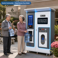 Distributeur d'eau gazeuse communautaire avec système de purification par osmose inverse, paiement en espèces, carte de crédit, QR