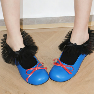 Chaussettes bateau en dentelle tricotée à double aiguille, style japonais original, avec nœud, style Miu, mignonnes, basses, pour <span class=keywords><strong>femme</strong></span>, printemps-été, fines - Product Image 3