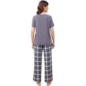 Conjunto de pijama de viscosa de bambú para mujer BambooBud, suave, de manga corta, con cuello en V y pantalones, ropa de dormir con bolsillos, ropa de estar por casa, tallas S-XXL - Product Image 4