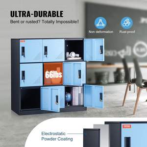 Vevor Armoire Métallique à 9 Portes, Capacité 66 lbs, Bleue, Organisateur de Rangement Autonome pour Bureau, Garage et Maison - Product Image 4