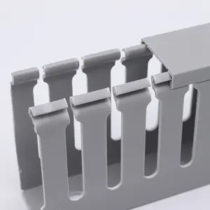 Quality Guarantee Grey Color Decorative Slotted PVC Cable Tray Trunking Wiring Ducting With Non Slip Cover