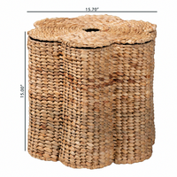 Panier à linge en rotin naturel tressé et jonc de mer, panier de rangement en osier tressé à la main avec cadre festonné pour buanderie ou chambre