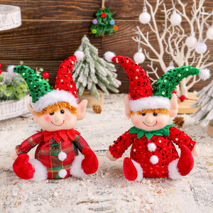 Muñecos de Papá Noel y Rudolph Hechos a Mano para Árbol de Navidad, con Gorro de Lentejuelas Tejido, para Exhibición en Ventanas, Venta al por Mayor, Figuras de Duendes Navideños - Product Image 1