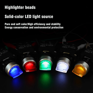 Không thấm nước IP65 Dải điện tử ánh sáng núm Hai/Ba Bánh Răng tự khóa dày Bạc liên lạc dẫn ánh sáng nút 22mm 1no1nc - Product Image 4