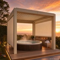 Pergola moderne en aluminium MEIXIN ORLANDO avec toit en verre trempé réglable, écrans latéraux en option et bande LED pour jardin résidentiel