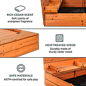 XIUNAN XTT-007 <span class=keywords><strong>bac</strong></span> à <span class=keywords><strong>sable</strong></span> en bois avec deux sièges de banc pour enfants, plage de jeu en plein air - Product Image 5