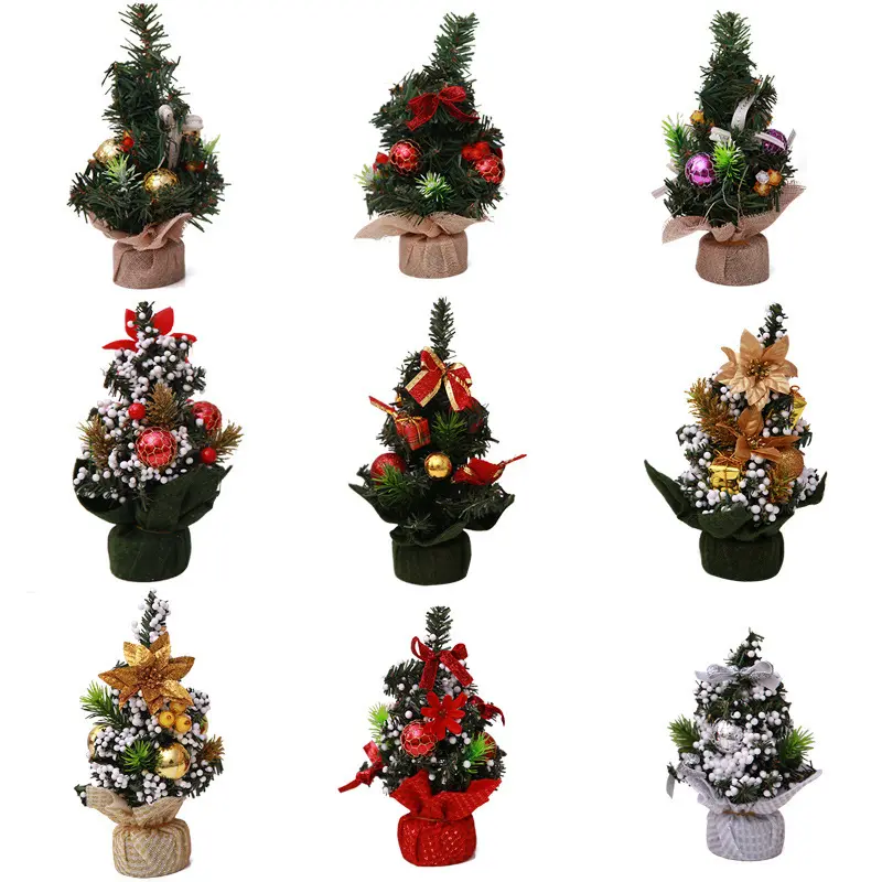 2022 Small Christmas Tree Ornaments Mini Xmas Tree Desktop Decor Pine Cone Desk Ornament Christmas Home Festival Supplies