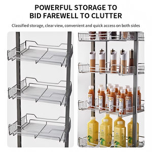 <span class=keywords><strong>Meuble</strong></span> de rangement haut moderne en fil métallique pour cuisine, idéal petits espaces, étagère autoportante en fer pour épices et organisateur de placards - Product Image 5