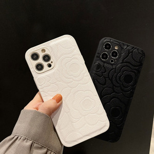 เคสโทรศัพท์หนังแกะลายดอกคามิลเลียลายนูนหรูหรา Zenos ฝาครอบหนังแท้แบบเรียบง่ายสำหรับ iPhone ผู้หญิง - Product Image 3