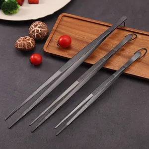 Multifunctional Black Stainless Steel BBQ Tongs Food Grade Non-Slip Easy Clean Practical For Food Processing