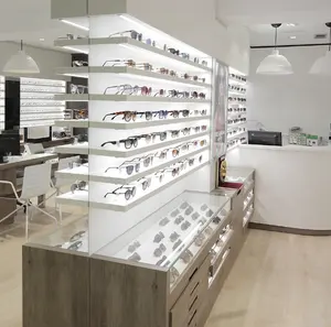 Loja Montagem Design moderno Loja óptica Exibição Óculos sol Acessórios loja varejo