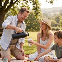 Botella de Agua de Gran Capacidad con Aislamiento al Vacío de Acero Inoxidable 304 de 1000 ml para Acampar al Aire Libre, con Asa Retráctil Integrada