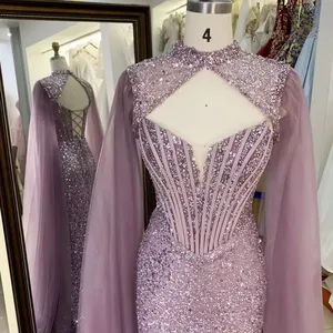 2024 Novos vestidos de baile desossa lantejoulas para meninas fuchsia elegante atacado