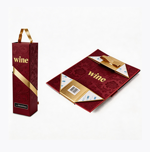 Caja de Cartón Corrugado Portátil para Envíos, Impresión Offset, Personalizada, con Asa, para Vino - Product Image 1