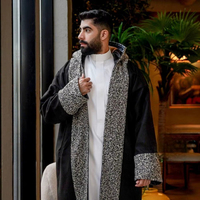 2026 Nouvelle Tunique Homme Personnalisée Farwa Hiver Arabe Musulmane à Capuche Noir Chameau Thobe Vêtement Islamique Ramadan Aïd Arabie Saoudite Dubaï