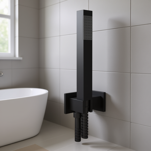 Kit de Ducha Minimalista Cuadrado, Negro Mate, Montado en la Pared, con Cabezal de Ducha Tipo Lluvia - Product Image 3