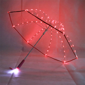 Paraguas Transparentes de Plástico con Luces LED en el Mango, Cambio de Baterí<span class=keywords><strong>a</strong></span> al por Mayor - Product Image 1