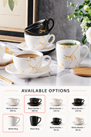 Lot de tasses à café en céramique motif marbre, grande capacité, personnalisable avec logo, compatible lave-vaisselle, portable, pour la maison, le bureau, le café, la salle à manger, cadeau
