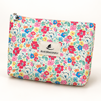 Tas Kosmetik Kertas Kraft Floral yang Dapat Dicuci, Kapasitas Besar, Kantong Makeup dengan Ritsleting, Organizer Perlengkapan Mandi untuk Perjalanan Wanita