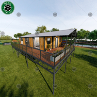 Maison préfabriquée extensible en bois clair, en forme de L, pliable et mobile, pour hôtel de villégiature, camping et hébergement de vacances