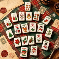Juego de Mahjong Americano Premium de Navidad, Tablero de Mahjong Acrílico Multicapa, Regalo Navideño para Niños y Niñas