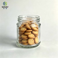 Stoples Kaca Pendek Lebar Grosir 200ml, Pot Kaca Berleher Ulir untuk Kemasan Produk Bumbu Gourmet