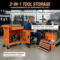 Chariot à outils Airaj en acier laminé à froid à 8 tiroirs, armoire à roulettes, options OEM, conception détachable pour le rangement en atelier/garage