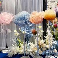 Rose de coquelicot Géant Gonflable en Organza Fait à la Main pour Décoration de Maison de Mariage Fleurs Artificielles avec Tige Fleurs Géantes Électriques en Papier