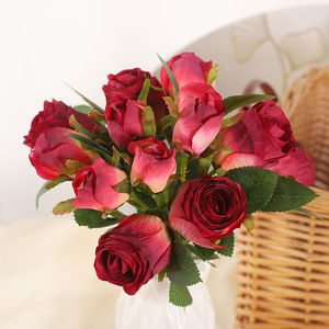 Ramo de Rosas Artificiales, 12 Cabezas, Flores de Seda de Alta Simulación, Decoración para Bodas, Decoración del Hogar - Product Image 3