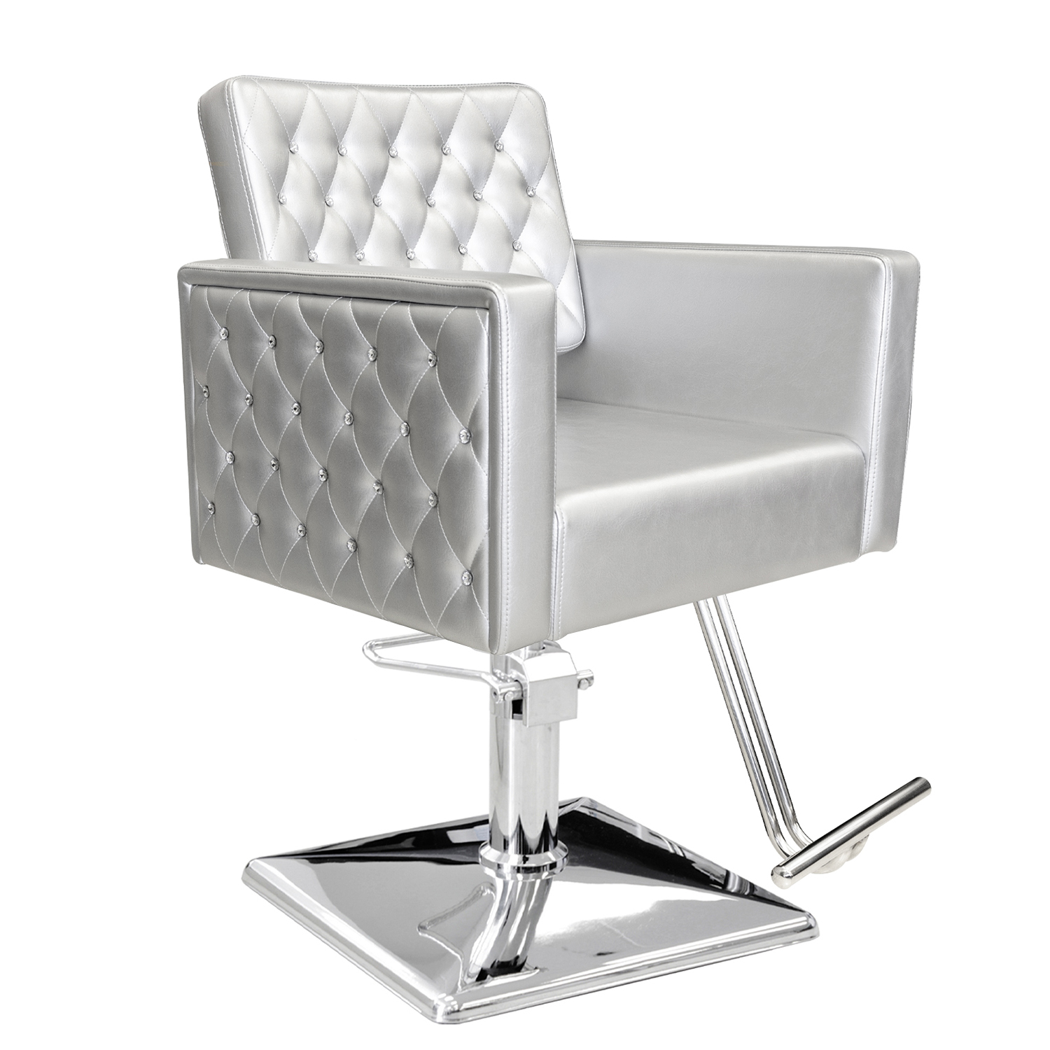Мебель для парикмахерской, современный гидравлический подъемник для парикмахерской, серебристые стулья для парикмахерской