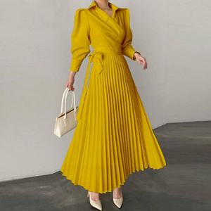 Vestido Maxi de Lino Tartán Bohemio Personalizado de Alta Calidad para Mujer, Informal, Moderno, con Estampado Sólido, Cintura Elástica, Tejido para Uso Diario - Product Image 5