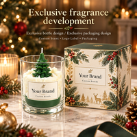 Ensemble de bougies parfumées de Noël en verre, en forme de sapin et de bonhomme en pain d'épices, en cire, pour les fêtes, vente en gros, fournisseur OEM ODM, marque privée