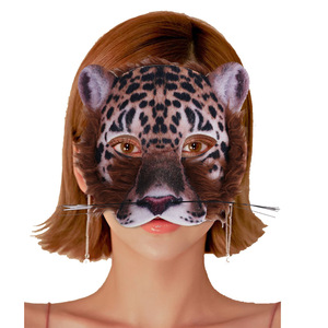 Maschera di tigre a mezza faccia in PVC e tessuto non tessuto per feste di Pasqua e Halloween, decorazione per balli, accessorio fai da te, all'ingrosso - Product Image 4