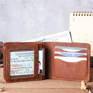 Vintage Genuine Leather Crazy Horse Leather <b>Card</b> <b>Holder</b> <b>Wallet</b> Men Trifold Slim Coin Purse <b>Wallet</b> - Product Image 5