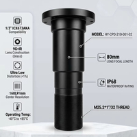 Objectif CCTV téléobjectif Musi IP68 étanche 80 mm à focale fixe, filetage M25.2*1"/32, 9G+IR, tout verre, robuste pour applications marines