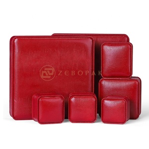 Zebo Wholesale Price Fashion Plush Insert Jewelry Red Leatherette Box Earring Jewelry Ring Box Red Jewellery Packaging