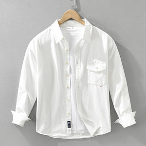 पुरुषों की आकस्मिक लंबी आस्तीन शर्ट पहने हुए 100% सूती सादे रंग वाले वसंत शीर्ष छाती की जेब कस्टम लोगो मुफ्त उपलब्ध - Product Image 6