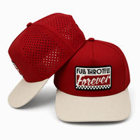 Topi Baseball 5 Panel PVC Patch Laser Perforated OEM/ODM Profil Tinggi Dua Warna Model Snapback untuk Penggemar Motorsport