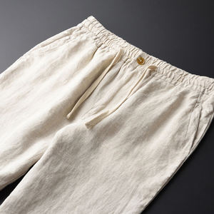 Pantalon décontracté de luxe pour homme, service OEM, sur mesure, haut de gamme, couleur unie, coupe droite, taille mi-élastique, 100% coton molletonné - Product Image 3