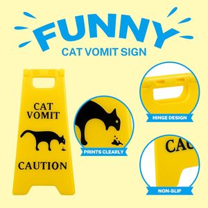 Señal de Precaución por Vómito de Gato, Impresa en 3D, Ecológica, Amarillo Clásico, 12x5cm, Multifuncional, Decoración para el Hogar, Logotipo Personalizado, Día de los Inocentes - Product Image 3