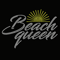 Transferts thermocollants personnalisés en strass pour T-shirts, motif plage estivale