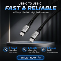 Câble USB-C en silicone ultra fin OD 4,5 mm 240W USB4 Gen3*2 40 Gbps USB C vers USB C avec affichage Premium 8K