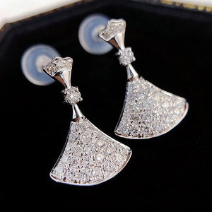 Orecchini pendenti a ventaglio da donna, stile francese, con accenti in cristallo, eleganti, gioielli di tendenza, per uso quotidiano - Product Image 2