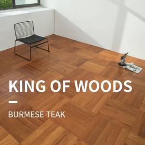 Plancher en <span class=keywords><strong>bois</strong></span> à chevrons en teck birman massif 440x88mm planches ensoleillées naturelles pour la maison et l'hôtel - Product Image 2