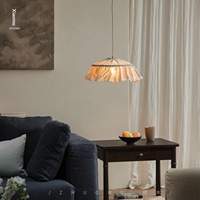 Lustre tissé en lin et fer, style Wabi-Sabi japonais, 220V, pour salon, lampe d'ambiance de chevet pour hôtel et gîte