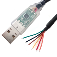 FTDI USB a RS232 Extremo de cable serie 6C Conector USB transparente Cable USB de velocidad completa para Programa de compilador