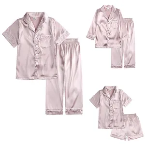 Conjunto de ropa de verano de manga corta para bebés, de dos piezas pijama de seda, venta al por mayor