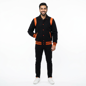 <b>Men's</b> Custom made Cotton Fleece <b>Baseball</b> <b>Jacket</b> <b>man</b> Blank Hooded Varsity <b>Jacket</b> with Customized Design - Product Image 1