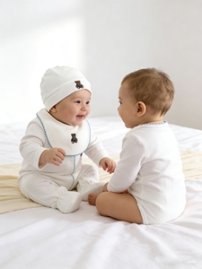 Conjunto de <span class=keywords><strong>Pijama</strong></span> y Gorro de <span class=keywords><strong>Hospital</strong></span> para Bebé Recién Nacido con Cuello Peter Pan, Bordado Personalizado, 100% Algodón Peinado, Mameluco Blanco para Dormir - Product Image 2